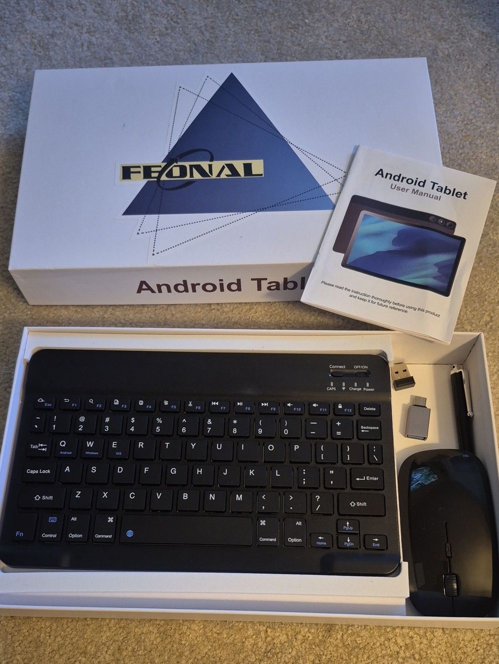 Black Wireless Keyboard and Mouse Combo for Android Tablet